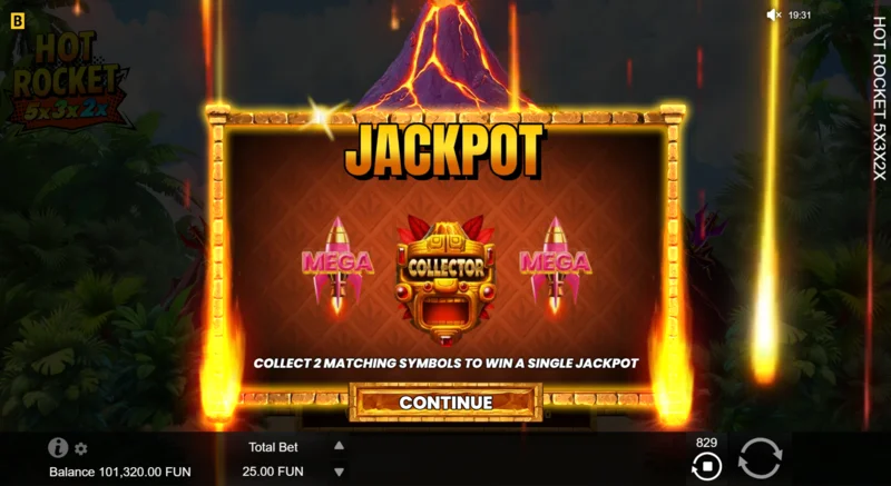 Hot Rocket 5x 3x 2x - Lancement des Jackpot Spins avec un collecteur de roquettes au centre
